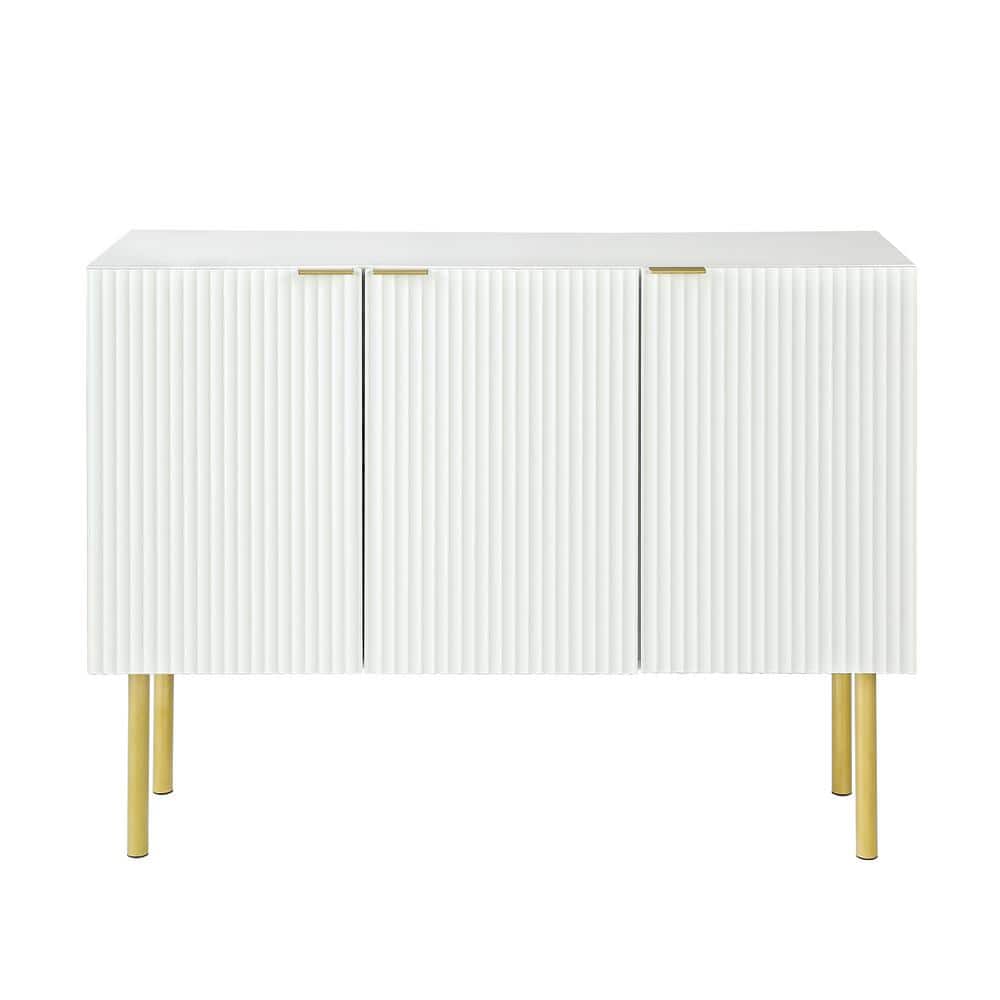 47.2-in W x 16.5-in D x 36.6-in H in White Particle Board Assemble Upper Pantry Kitchen Cabinet with Gold Metal Legs