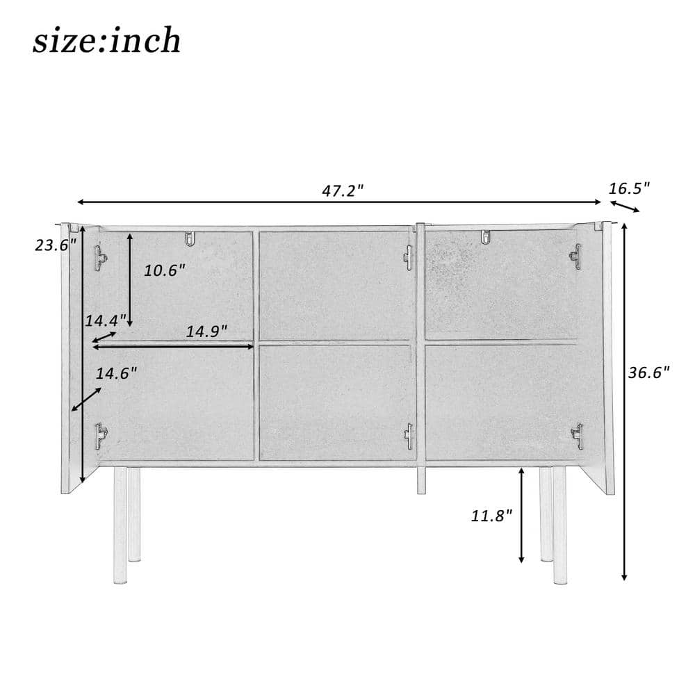 47.2-in W x 16.5-in D x 36.6-in H in White Particle Board Assemble Upper Pantry Kitchen Cabinet with Gold Metal Legs