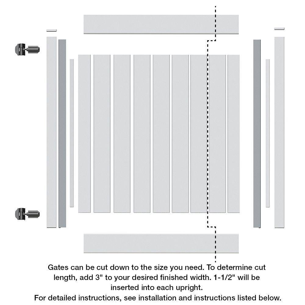 Barrette Outdoor Living White Vinyl Walk Fence Gate Kit - Bryce and Washington Series 4 ft.