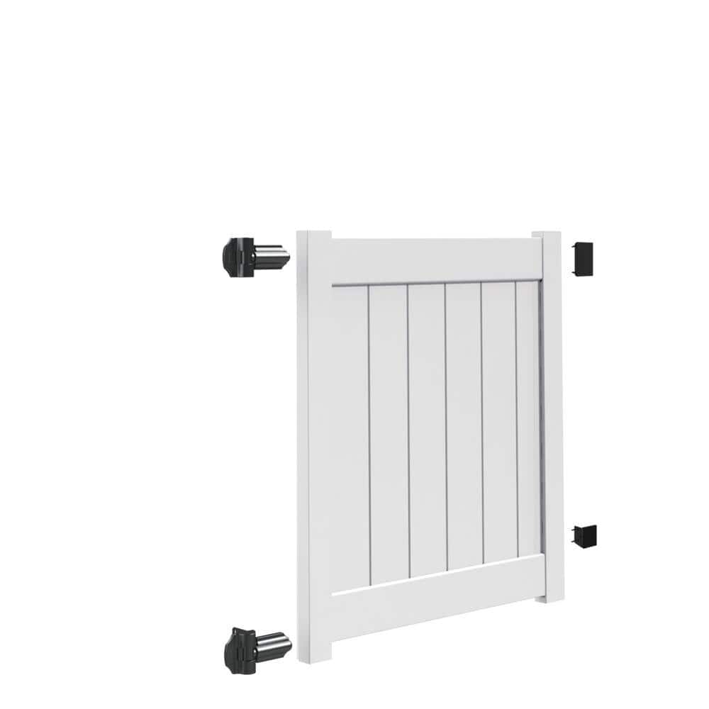 Barrette Outdoor Living White Vinyl Walk Fence Gate Kit - Bryce and Washington Series 4 ft.