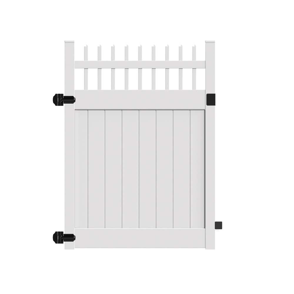 Barrette Outdoor Living Carson 5 ft. x 6 ft. White Vinyl Open Picket Fence Gate
