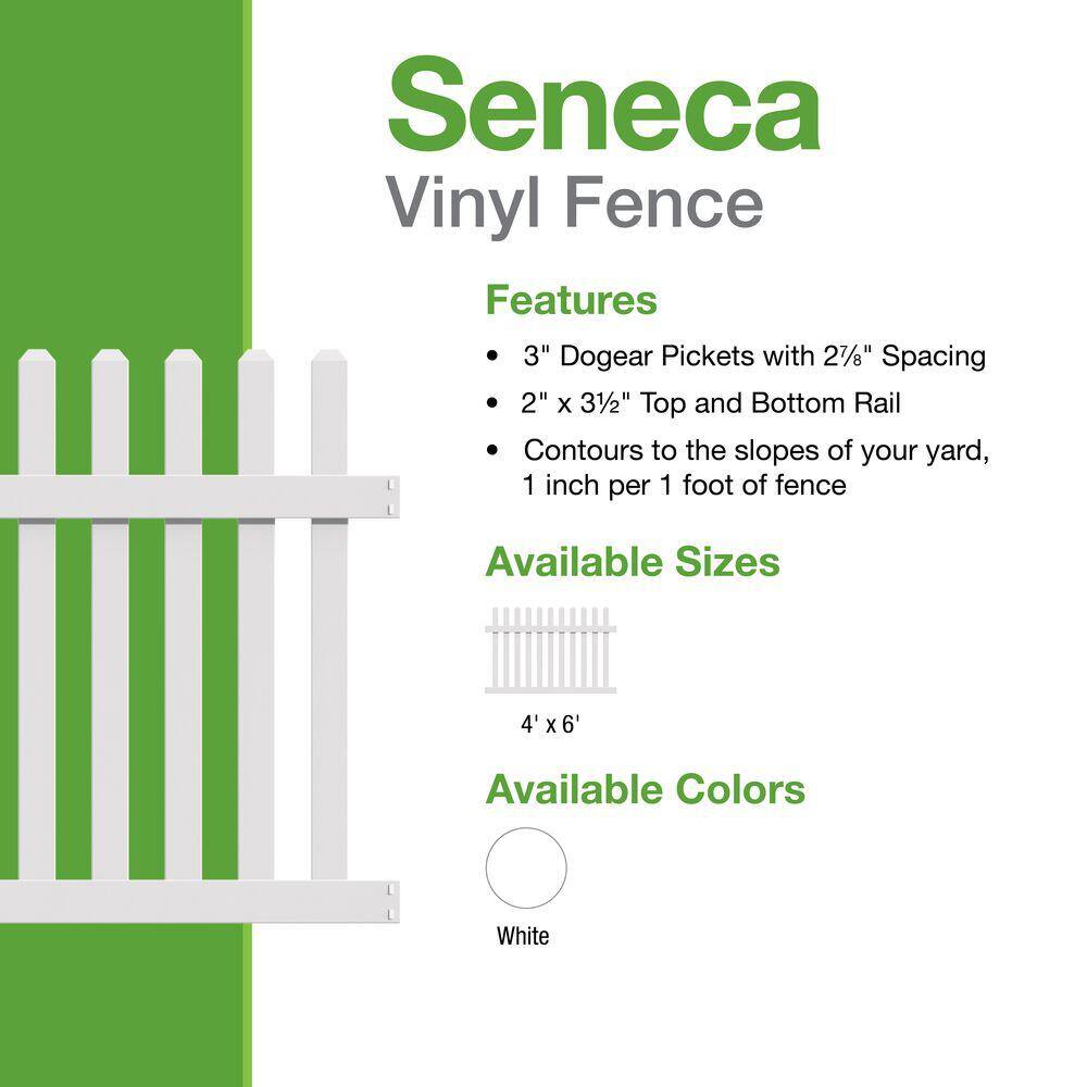 Barrette Outdoor Living Seneca White Vinyl Picket Fence Panel