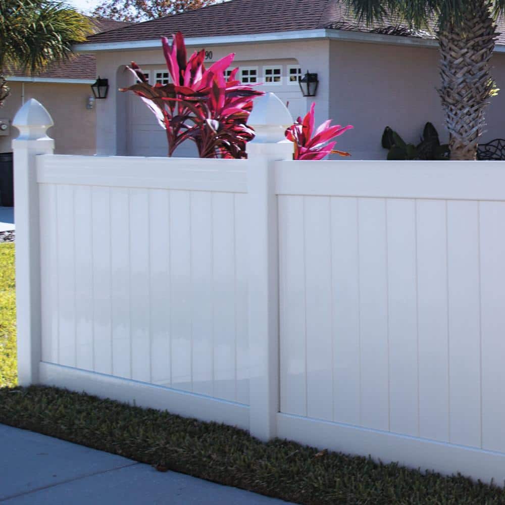Barrette Outdoor Living Washington 4 ft. H x 6 ft. W White Vinyl Fence Panel (Unassembled)