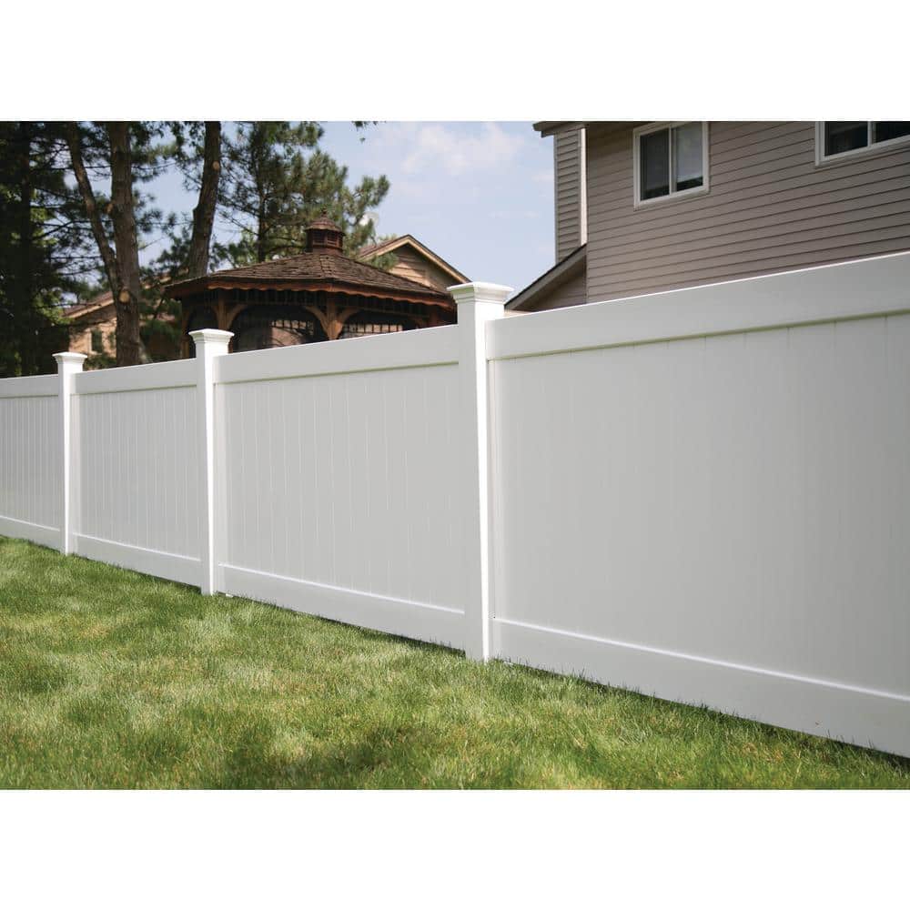 Barrette Outdoor Living Bryce 4 ft. H x 8 ft. W White Vinyl Fence Panel (Unassembled)