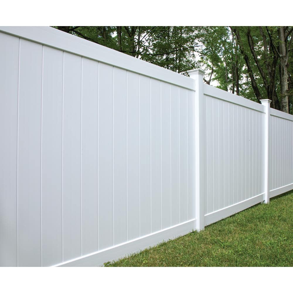 Barrette Outdoor Living Bryce 6 ft. x 8 ft. Unassembled White Vinyl Fence Panel