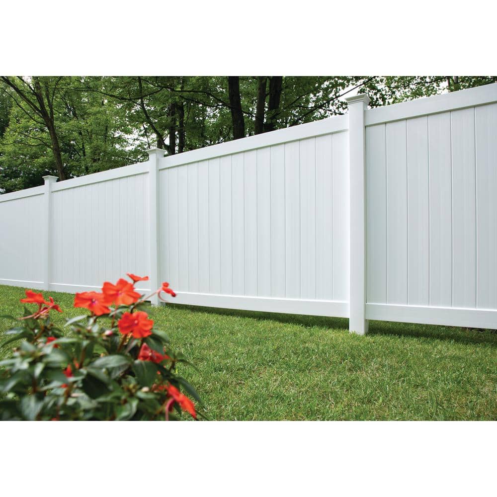 Barrette Outdoor Living Bryce 6 ft. x 8 ft. Unassembled White Vinyl Fence Panel