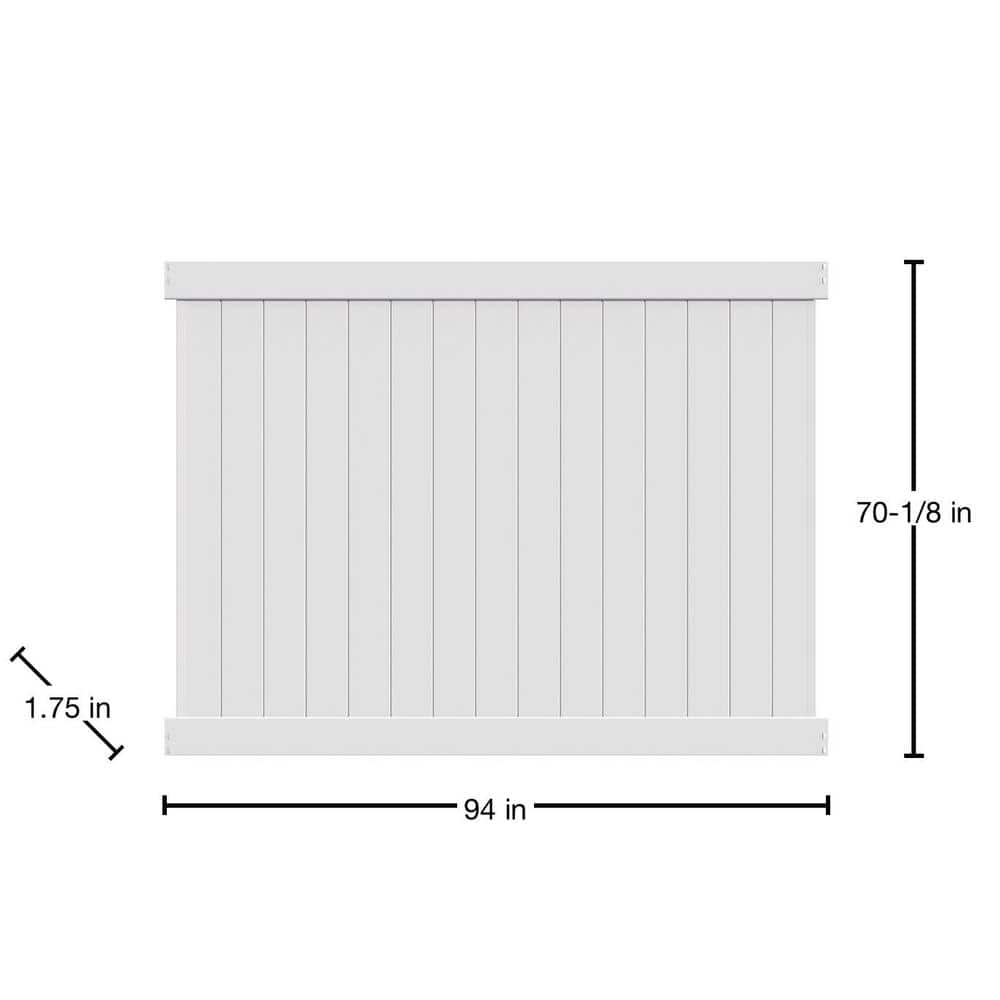 Barrette Outdoor Living Bryce 6 ft. x 8 ft. Unassembled White Vinyl Fence Panel