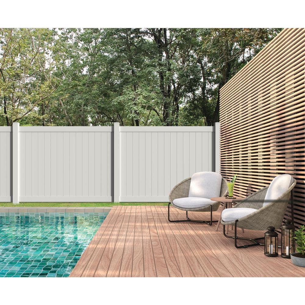 Barrette Outdoor Living Bryce 6 ft. x 8 ft. Unassembled White Vinyl Fence Panel
