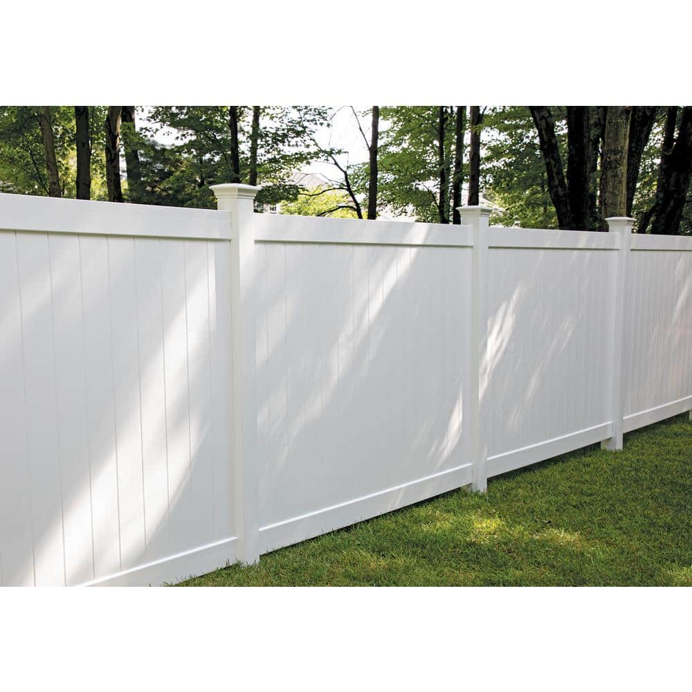 Barrette Outdoor Living Bryce 6 ft. x 8 ft. Unassembled White Vinyl Fence Panel
