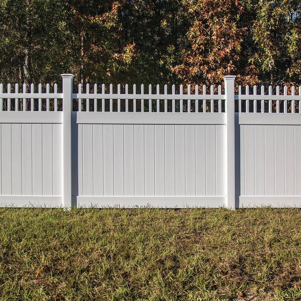 Barrette Outdoor Living Carson 6 ft x 8 ft White Vinyl Fence Panel