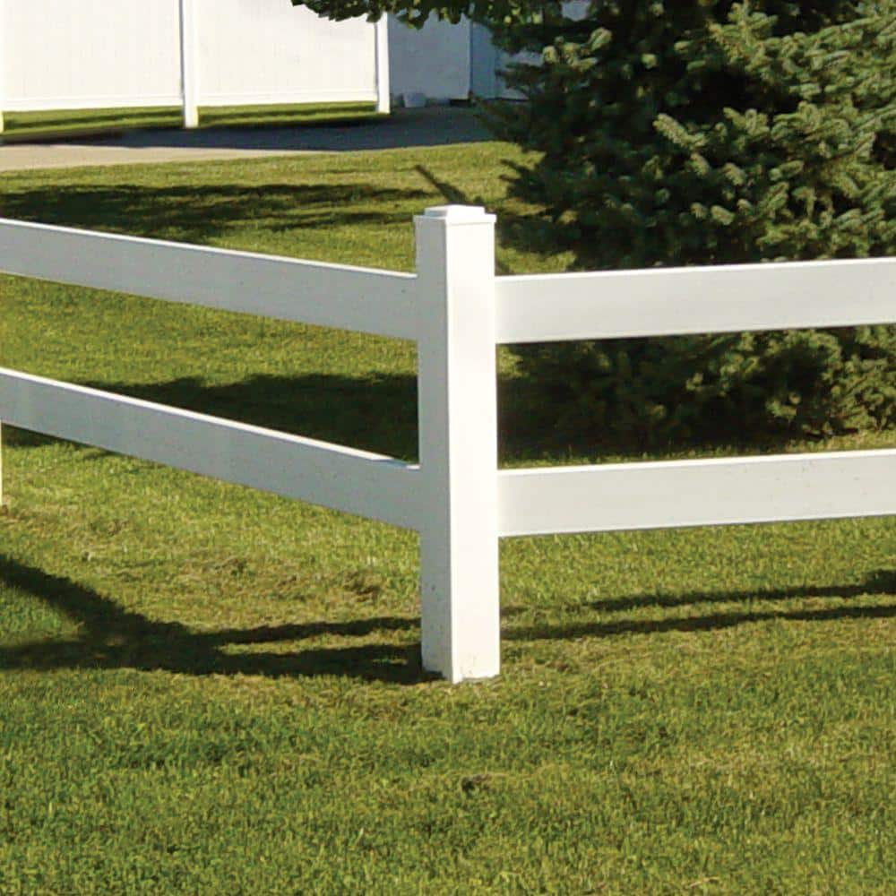 Barrette Outdoor Living 5 in. x 5 in. x 5 ft. White Vinyl 2-Rail Corner Fence Post