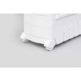Basicwise Ready to Assemble 5 in. x 21 in. x 28.25 in. Plastic Pantry Storage Kitchen Cabinet 3-Shelf Cart Rack Tower Wheels White