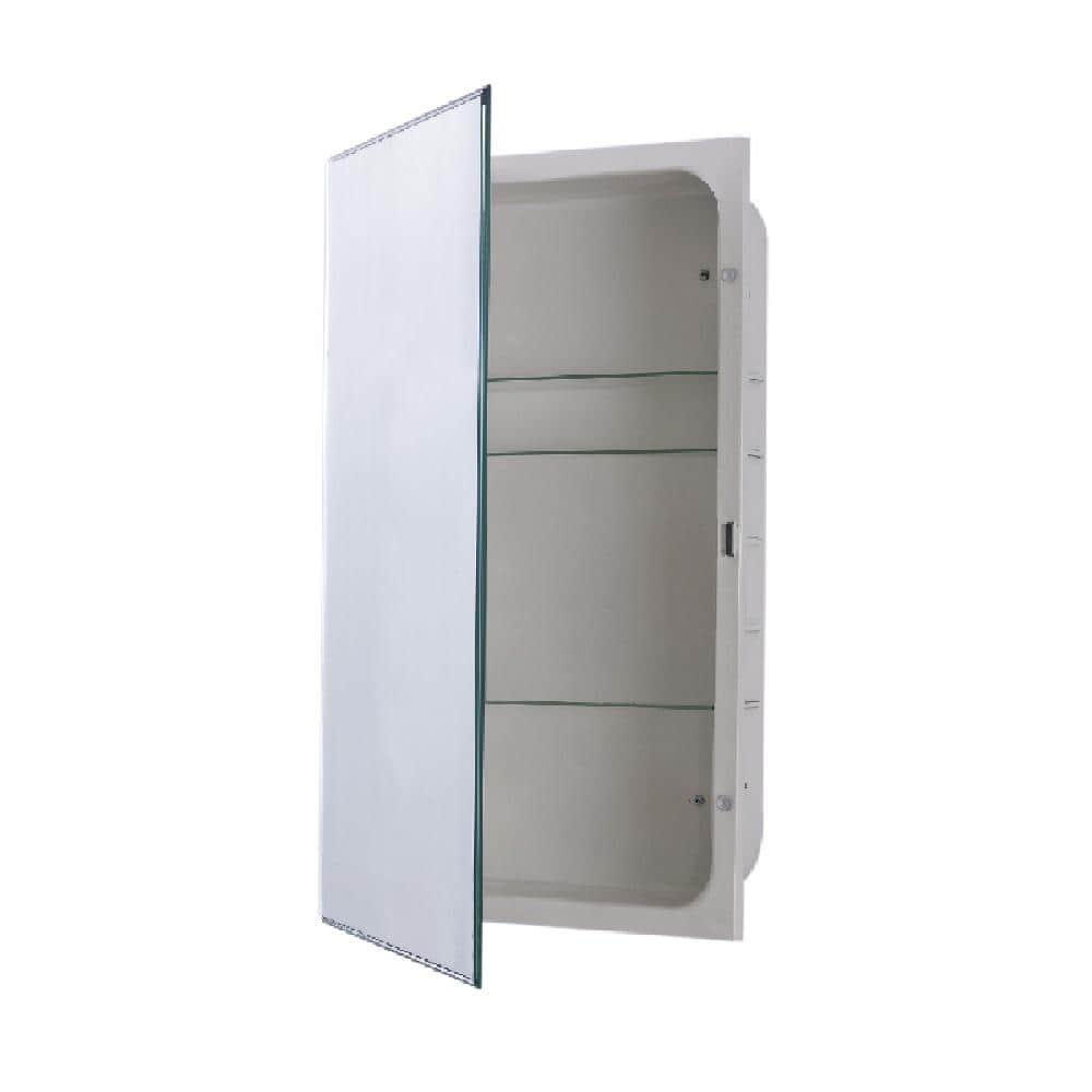 Bellaterra Home Sumas 16 in. x 26 in. Frameless Recessed Mount Swing Door Beveled Mirror Medicine Cabinet
