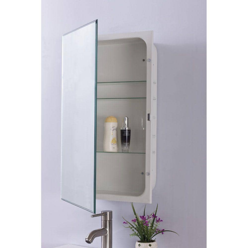 Bellaterra Home Sumas 16 in. x 26 in. Frameless Recessed Mount Swing Door Beveled Mirror Medicine Cabinet