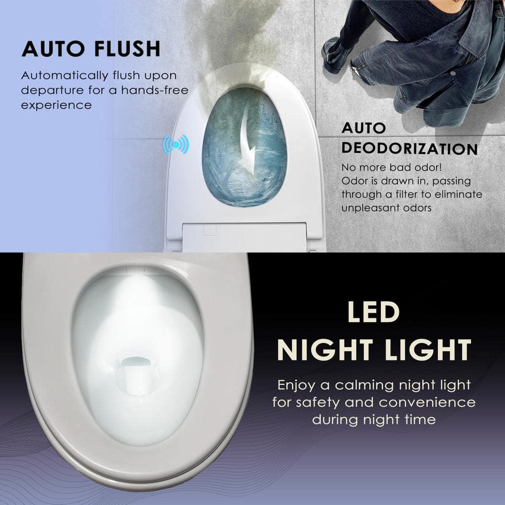 BENOLTI BN-6100S: Tankless Elongated Smart Bidet Toilet with Auto Flush & Heated Seat in White