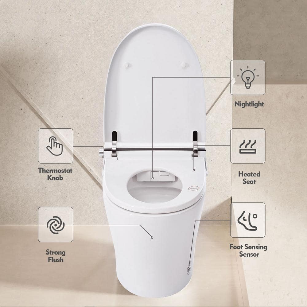 Unbranded Smart Round Toilet with Heated Seat & LED Light
