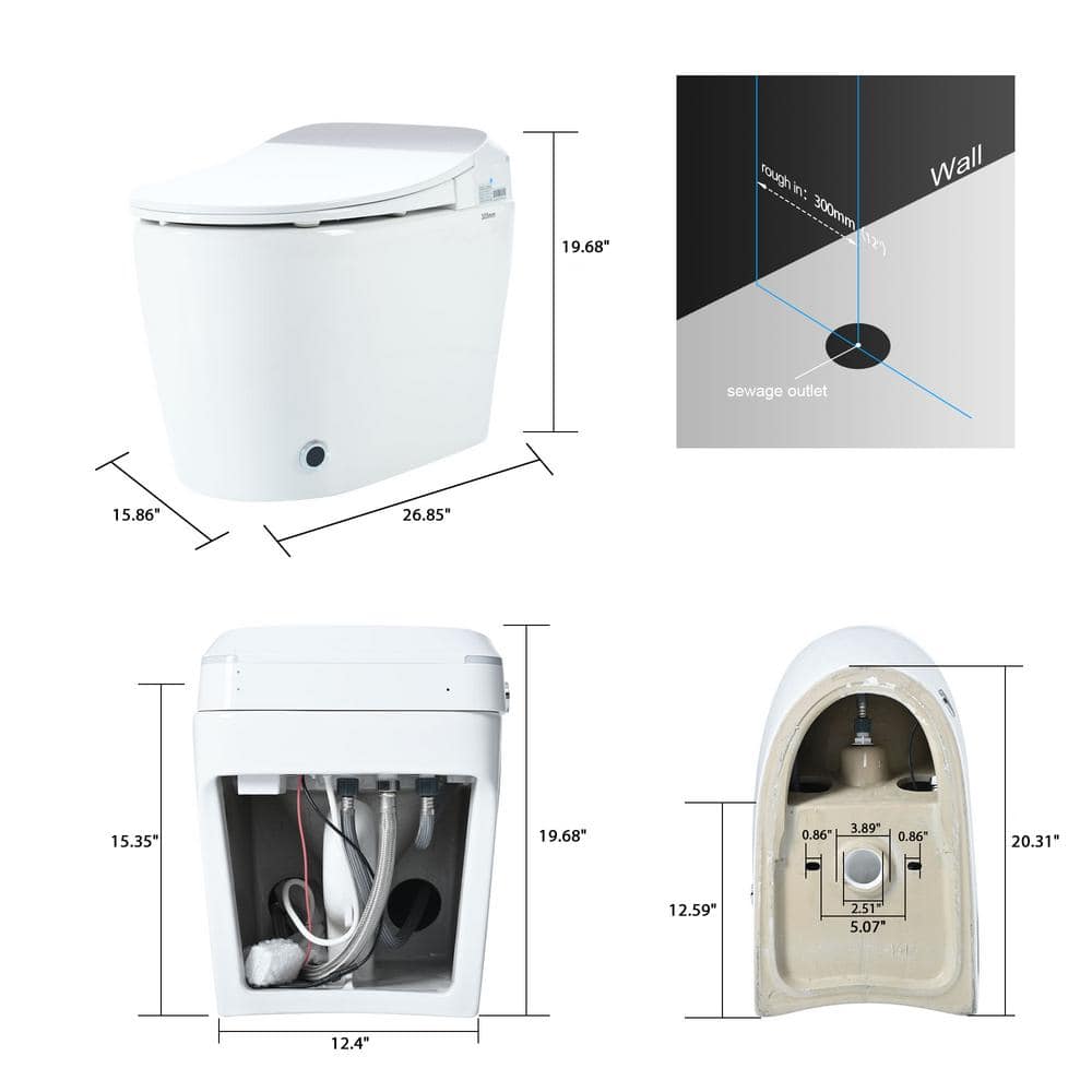 Unbranded Smart Round Toilet with Heated Seat & Foot Sensor Flush