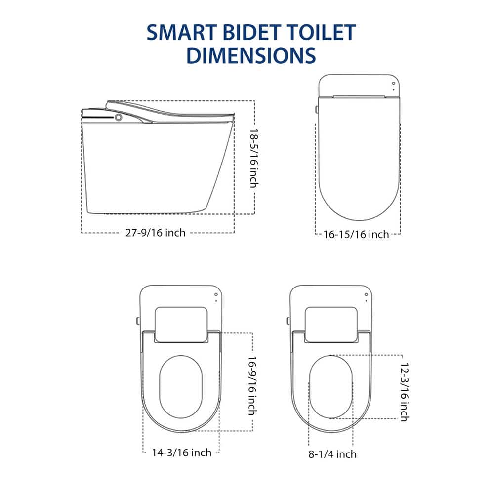 Smart 1-Piece 1.28 GPF Elongated Bidet Toilet with Heated Seat and Remote Control in Glossy White