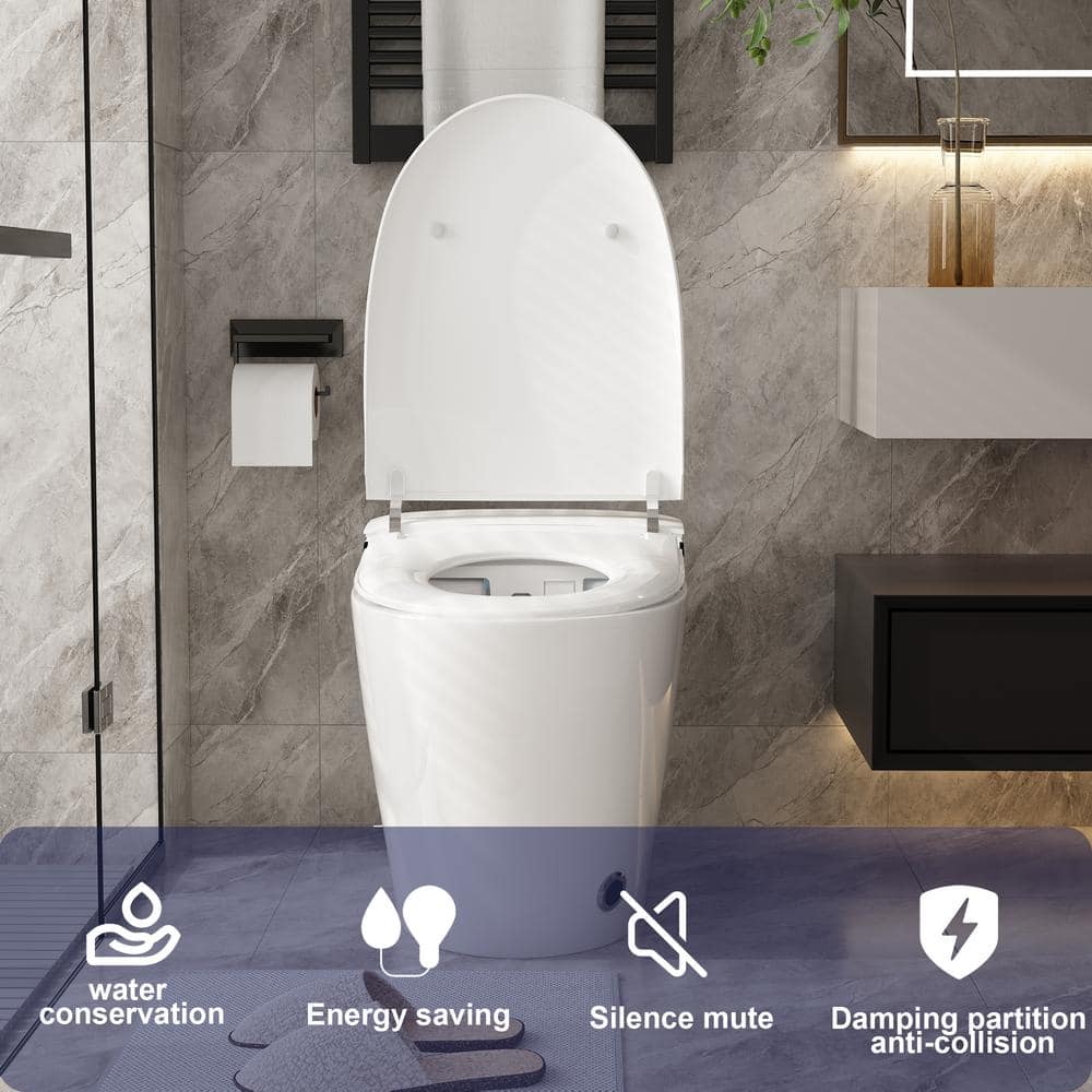 FUFU&GAGA Smart Bidet Toilet 1.28 GPF White with Auto Features & Heated Seat