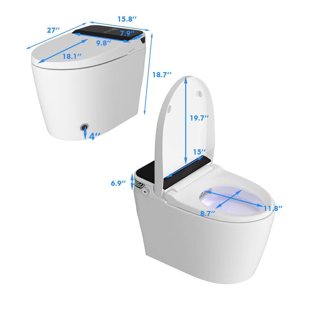 FUFU&GAGA Elongated Smart Bidet Toilet with Auto Open/Flush and Heated Seat