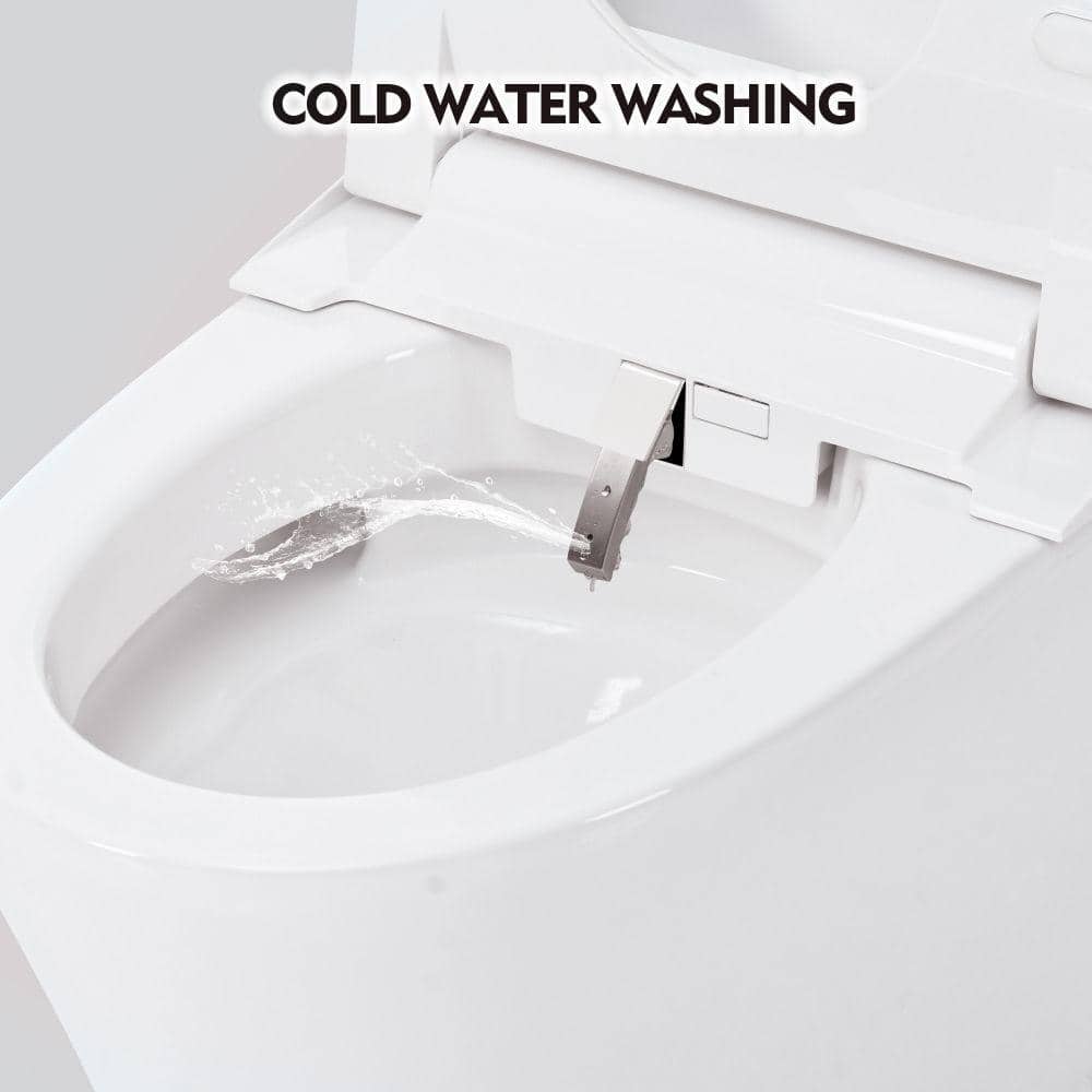 EPOWP 11.8 in. Dual Flush Elongated Smart Toilet with Foot Sensor & Knob Control