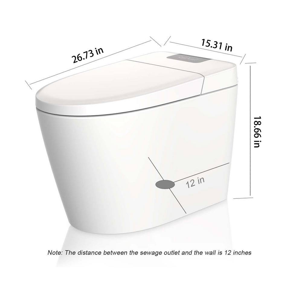 Unbranded Elongated Smart Toilet with Bidet, Adjustable Sprayer, and Auto Features - White