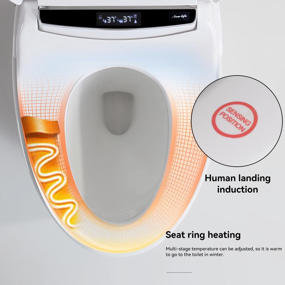 Smart Elongated Bidet Toilet with Adjustable Sprayer, Deodorizing, and Soft Close