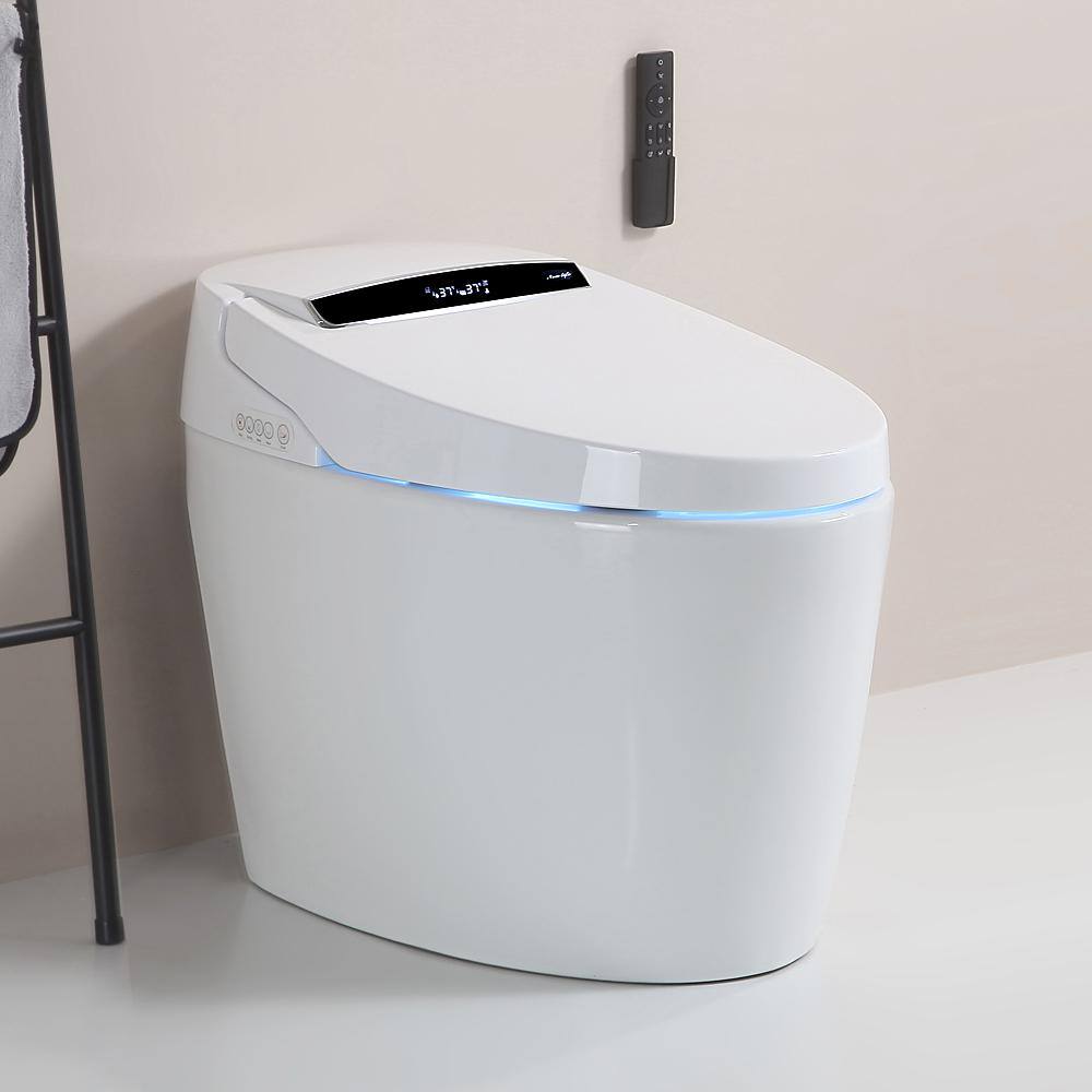 Smart Elongated Bidet Toilet with Adjustable Sprayer, Deodorizing, and Soft Close