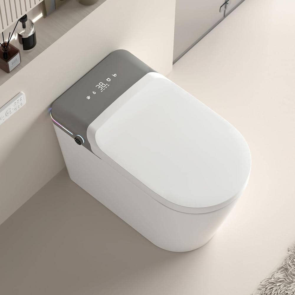 Smart Elongated Bidet Toilet with Adjustable Sprayer, Deodorizing, and Soft Close