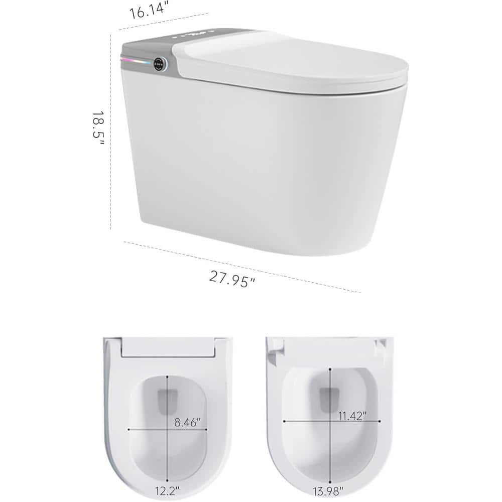 Smart Bidet Toilet with Remote Control and Deodorizing Almond Seat - 1.28 GPF, White
