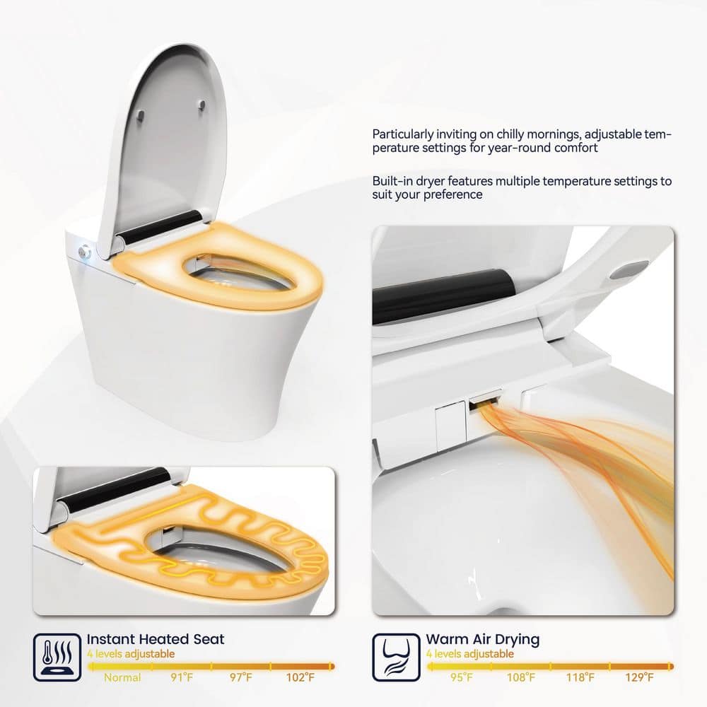 Unbranded Elongated Luxury Smart Bidet Toilet with Heated Seat & Automatic Flush
