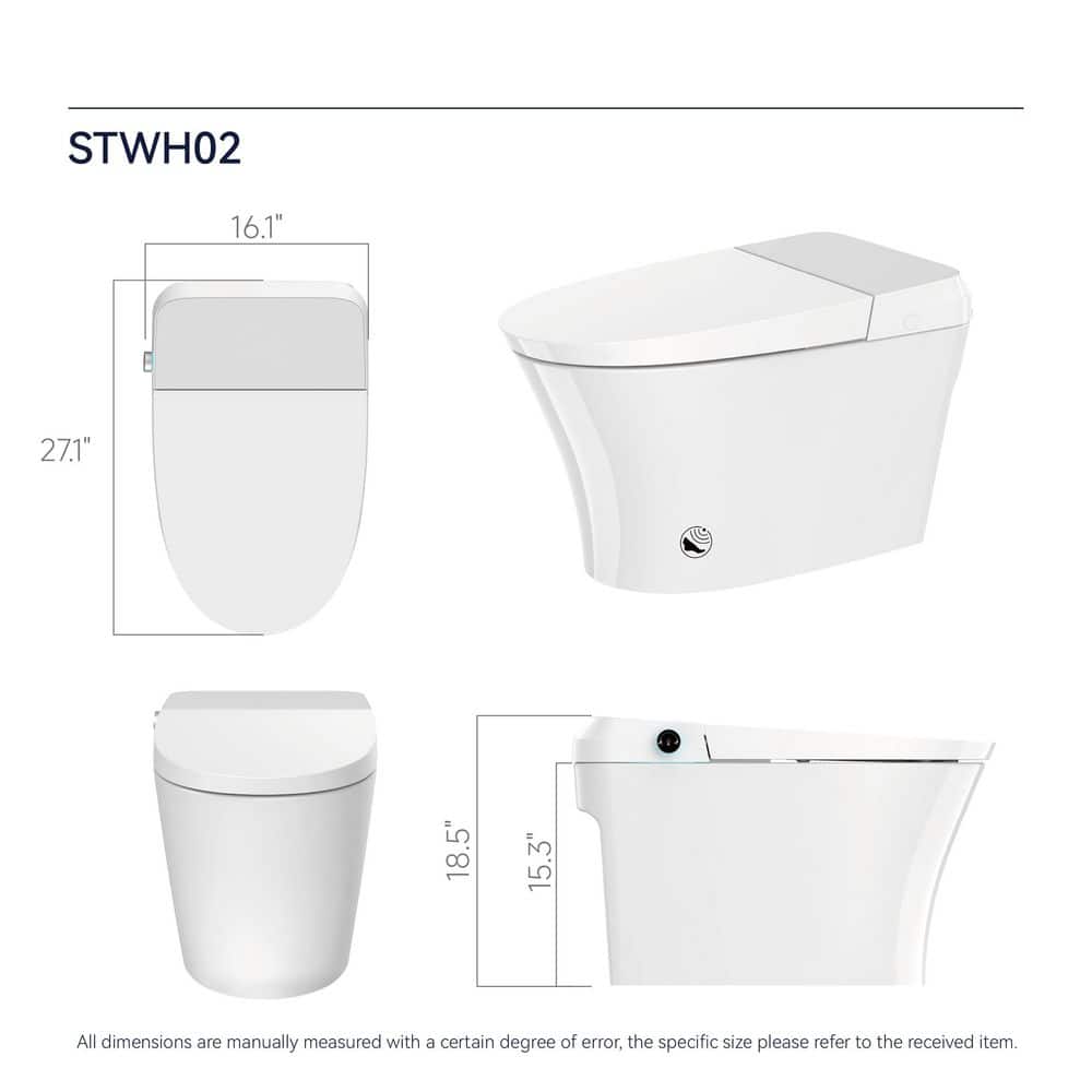 Intelligent Elongated Bidet Toilet with Foot Sensor and Heated Seat