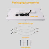 Bieuoram 2 ft. 100-Watt Integrated LED White High Bay Light 5000K Industrial Workshop Linear Hanging Light (1-Pack)