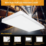 Bieuoram 2ft 400-Watt-Equivalent Integrated LED White High Bay Light 5000K Industrial Workshop Linear Hanging Light （2 Pack）