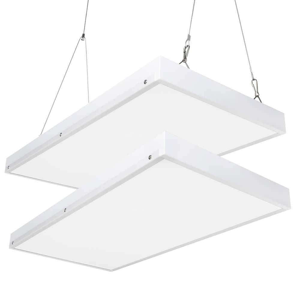 Bieuoram 2ft 400-Watt-Equivalent Integrated LED White High Bay Light 5000K Industrial Workshop Linear Hanging Light （2 Pack）