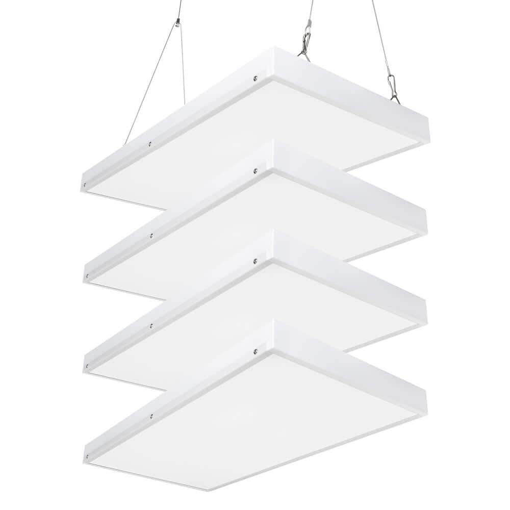 Bieuoram 2 ft. 100-Watt Integrated LED White High Bay Light 5000K Industrial Workshop Linear Hanging Light（4-Pack）