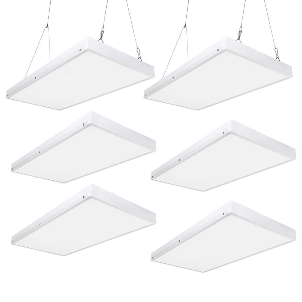 Bieuoram 2ft 400-Watt-Equivalent Integrated LED White High Bay Light 5000K Industrial Workshop Linear Hanging Light （6 Pack）