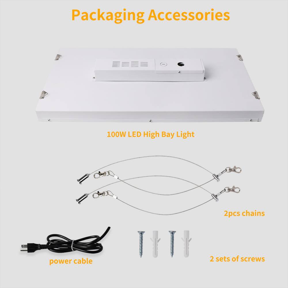 Bieuoram 2ft 400-Watt-Equivalent Integrated LED White High Bay Light 5000K Industrial Workshop Linear Hanging Light （6 Pack）