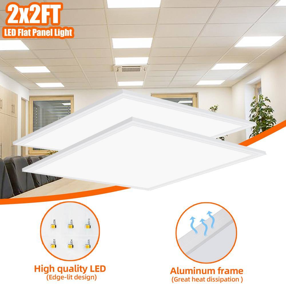 Bieuoram 2 ft. x 2 ft. 5800 Lumens Integrated LED Flat Panel Light, 5000K Daylight Dimmable Commercial Light for Office (10-Pack)