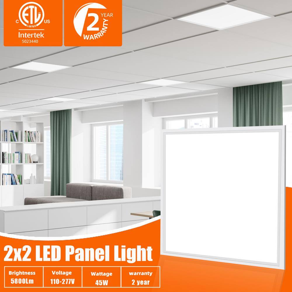 Bieuoram 2 ft. x 2 ft. 5800 Lumens Integrated LED Flat Panel Light, 5000K Daylight Dimmable Commercial Light for Office (10-Pack)