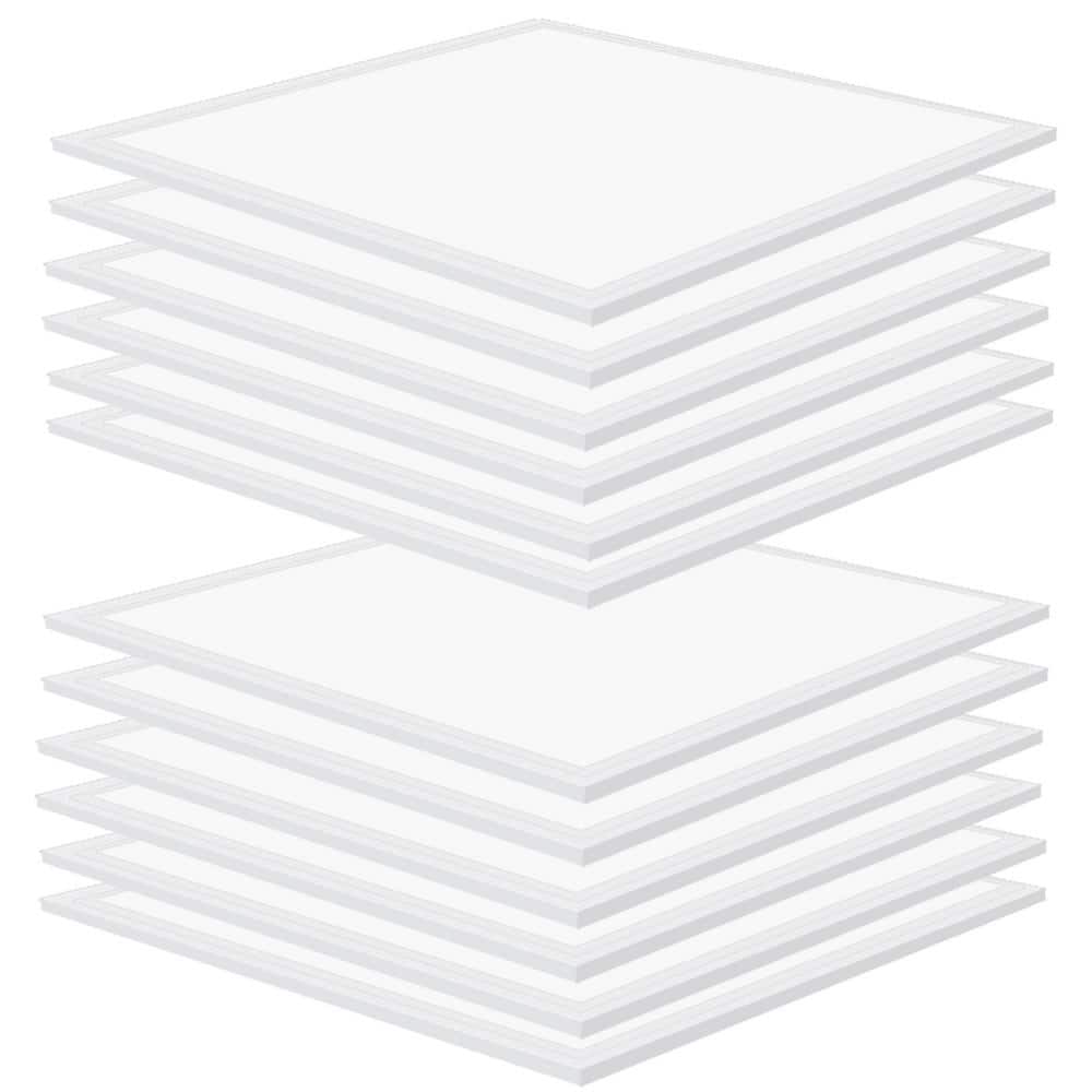 Bieuoram 2 ft. x 2 ft. 5800 Lumens Integrated LED Flat Panel Light, 5000K Daylight Dimmable Commercial Light for Office (12-Pack)