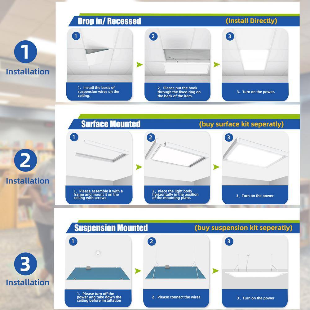 Bieuoram 2 ft. x 4 ft. 7800-Lumens Integrated LED Panel Light, 5000K White Color (12-Pack)