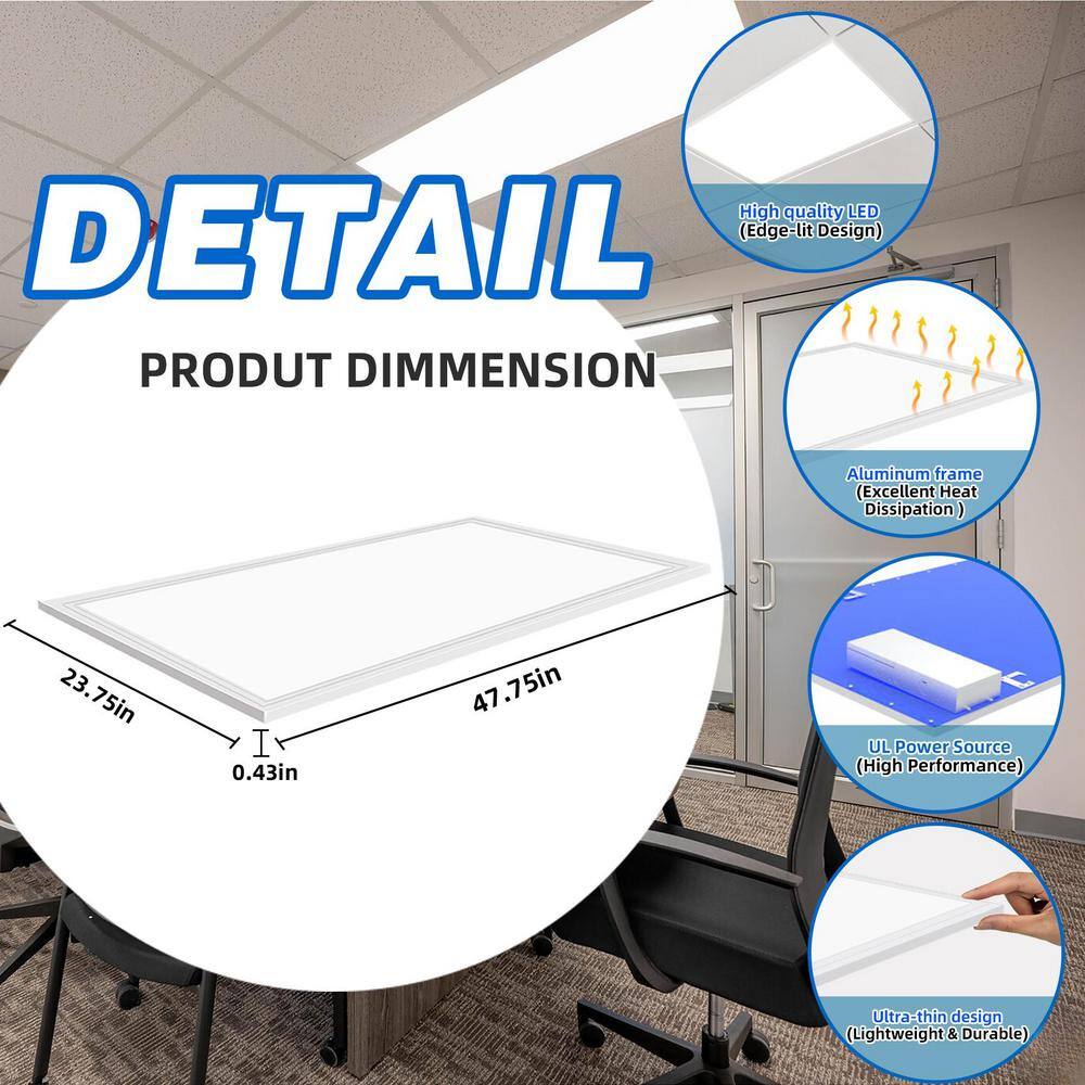 Bieuoram 2 ft. x 4 ft. 7800 Lumens Integrated LED Panel Light, 5000K White Color (12-Pack)