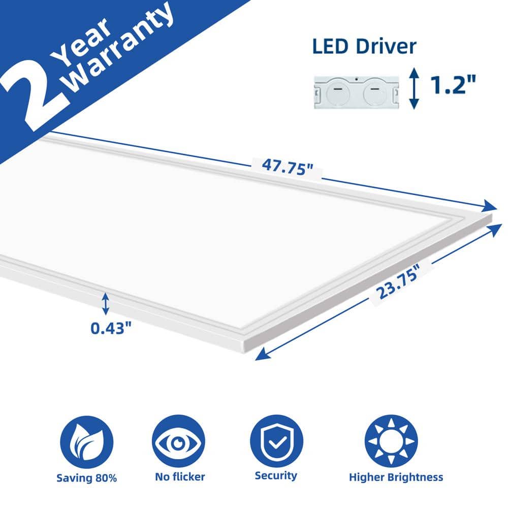 Bieuoram 2 ft. x 4 ft. 7800-Lumens Integrated LED Panel Light, 5000K White Color (16-Pack)