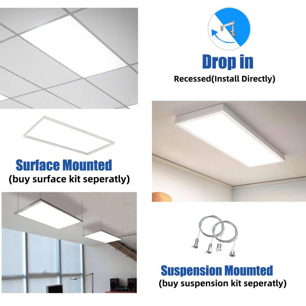 Bieuoram 2 ft. x 4 ft. 7800 Lumens Integrated LED Panel Light, 5000K White Color (4-Pieces)