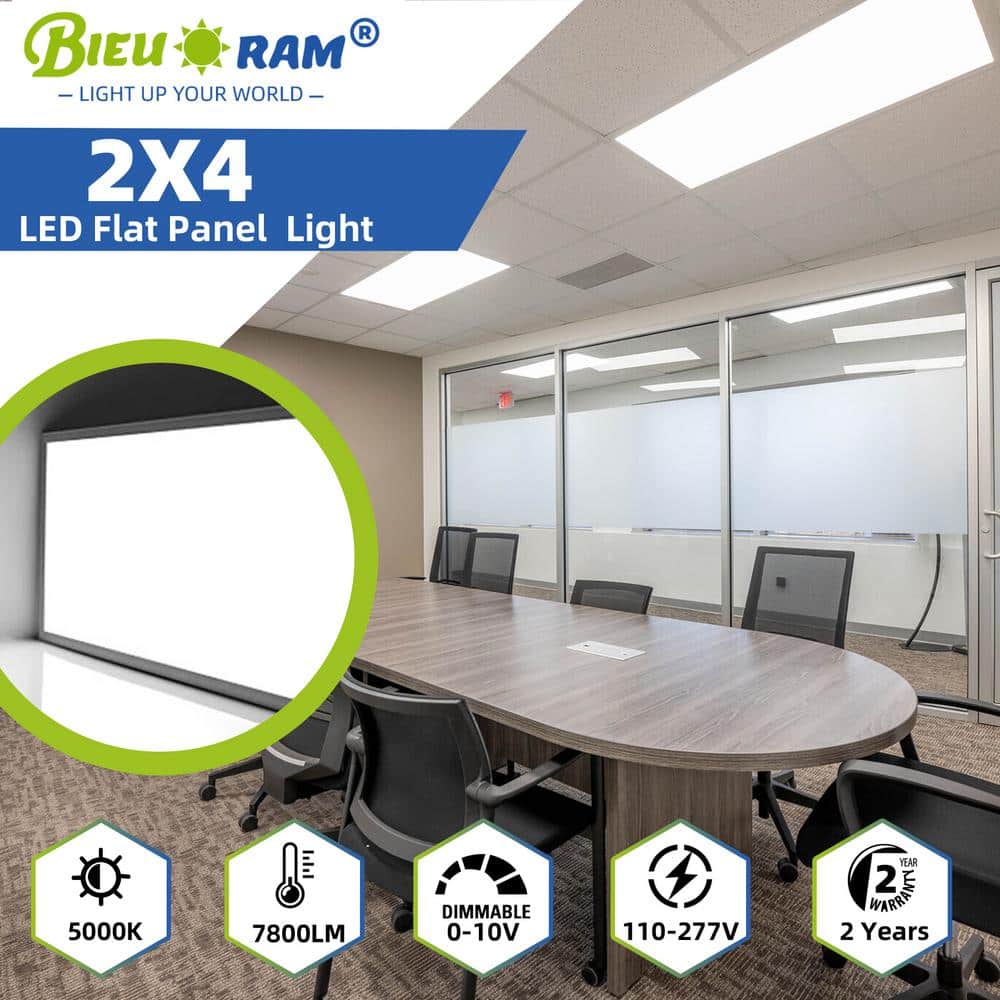 Bieuoram 2 ft. x 4 ft. 7800 Lumens Integrated LED Panel Light, 5000K White Color (4-Pieces)