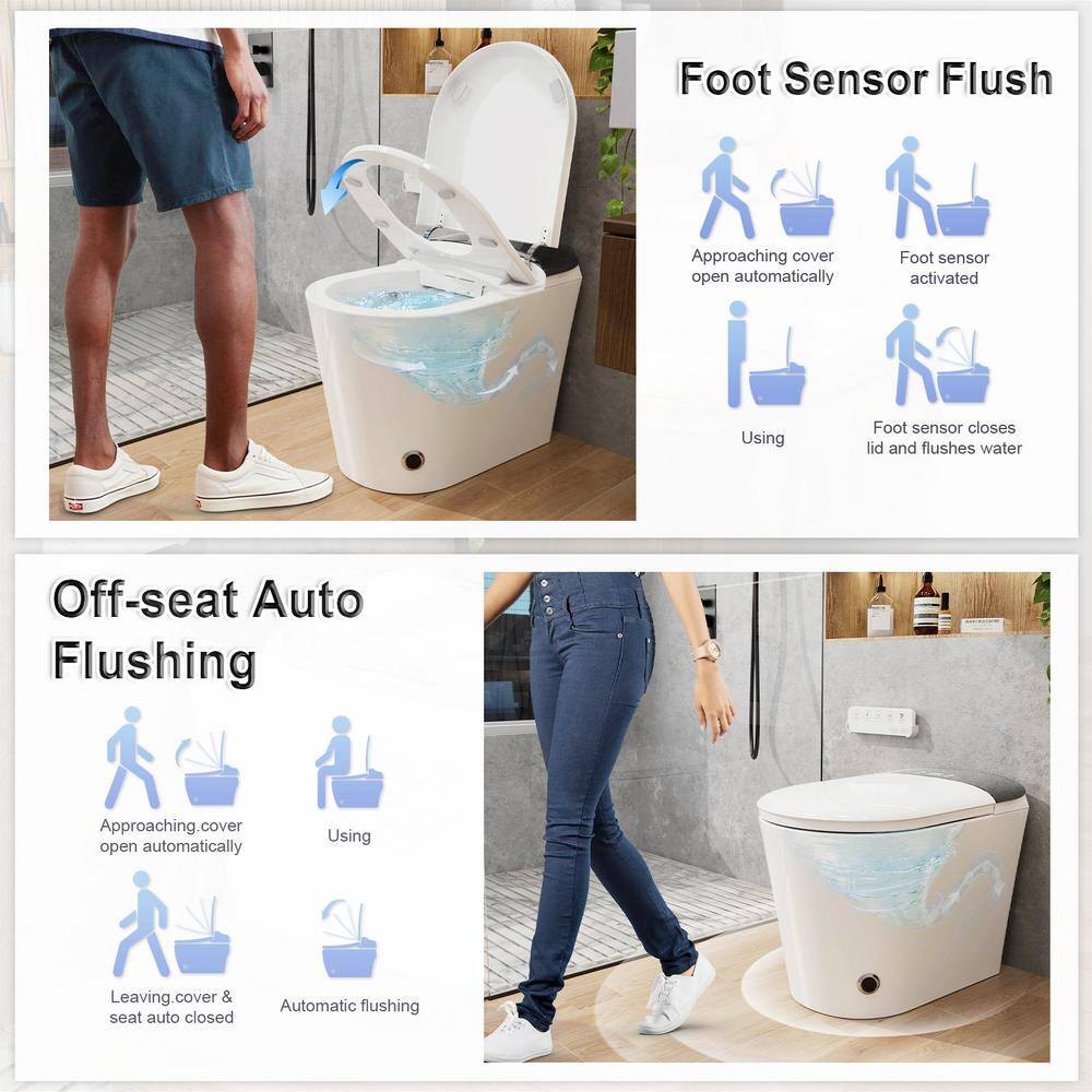 MYCASS Smart Toilet Bidet 1.32 GPF with Warm Air Dryer & Auto Flush