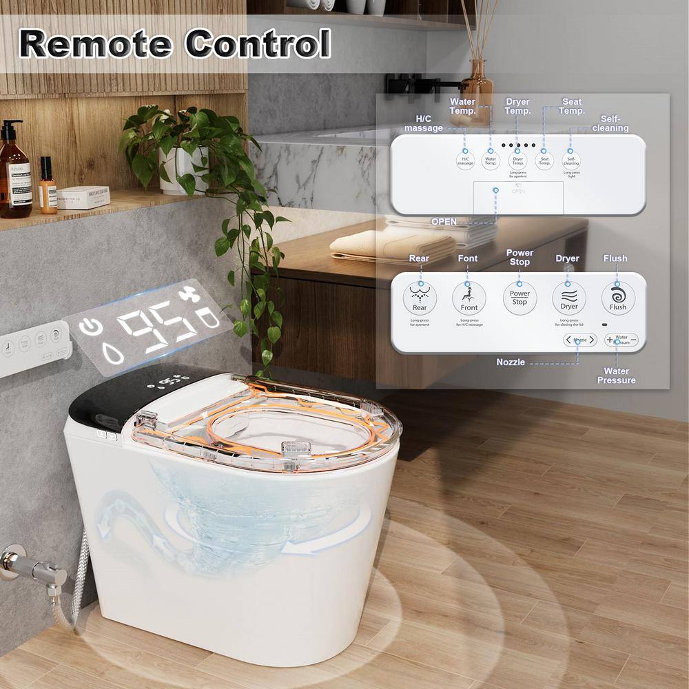 MYCASS Smart Toilet Bidet 1.32 GPF with Warm Air Dryer & Auto Flush