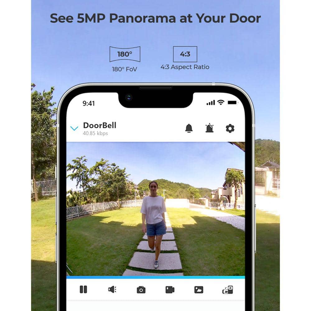 REOLINK Smart 2K Plus Wired 5MP HD PoE Smart Video Doorbell Camera with Chime, 180° Diagonal, Person Detection, 2-Way Audio