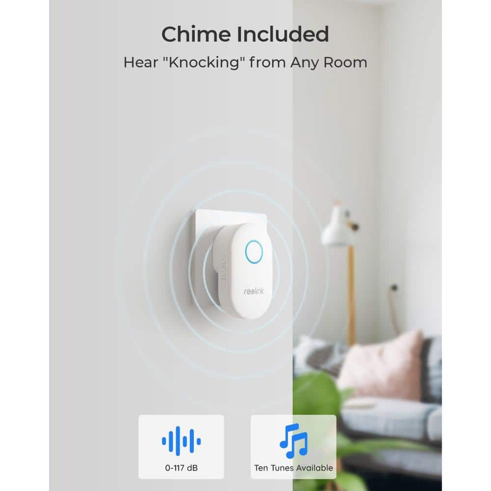 REOLINK Smart 2K Plus Wireless 5MP HD Smart Video Doorbell Camera with Chime, 180° Diagonal, Person Detection, 5/2.4Ghz WiFi